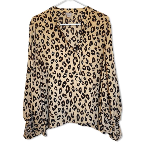 Chicos Womens Top Size 3P US LG/XL Petite Leopard Print Blouse Work Wear Career - Picture 1 of 10
